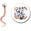 Rose Gold Pvd Coated Surgical Steel Curved Prong Set 2.5mm Jewelled Nose Stud