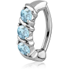 Surgical Steel Jewelled Belly Clicker - Triple Gems With Lines