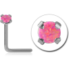 Surgical Steel 90 Degree Prong Set 2mm Jewelled Nose Stud With Synthetic Opal
