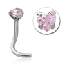 Surgical Steel Curved Prong Set Heart Jewelled Nose Stud