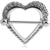 Surgical Steel Jewelled Nipple Shiled - Heart