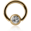 Zircon Gold Pvd Coated Surgical Steel Swarovski Crystal Jewelled Ball Closure Ring