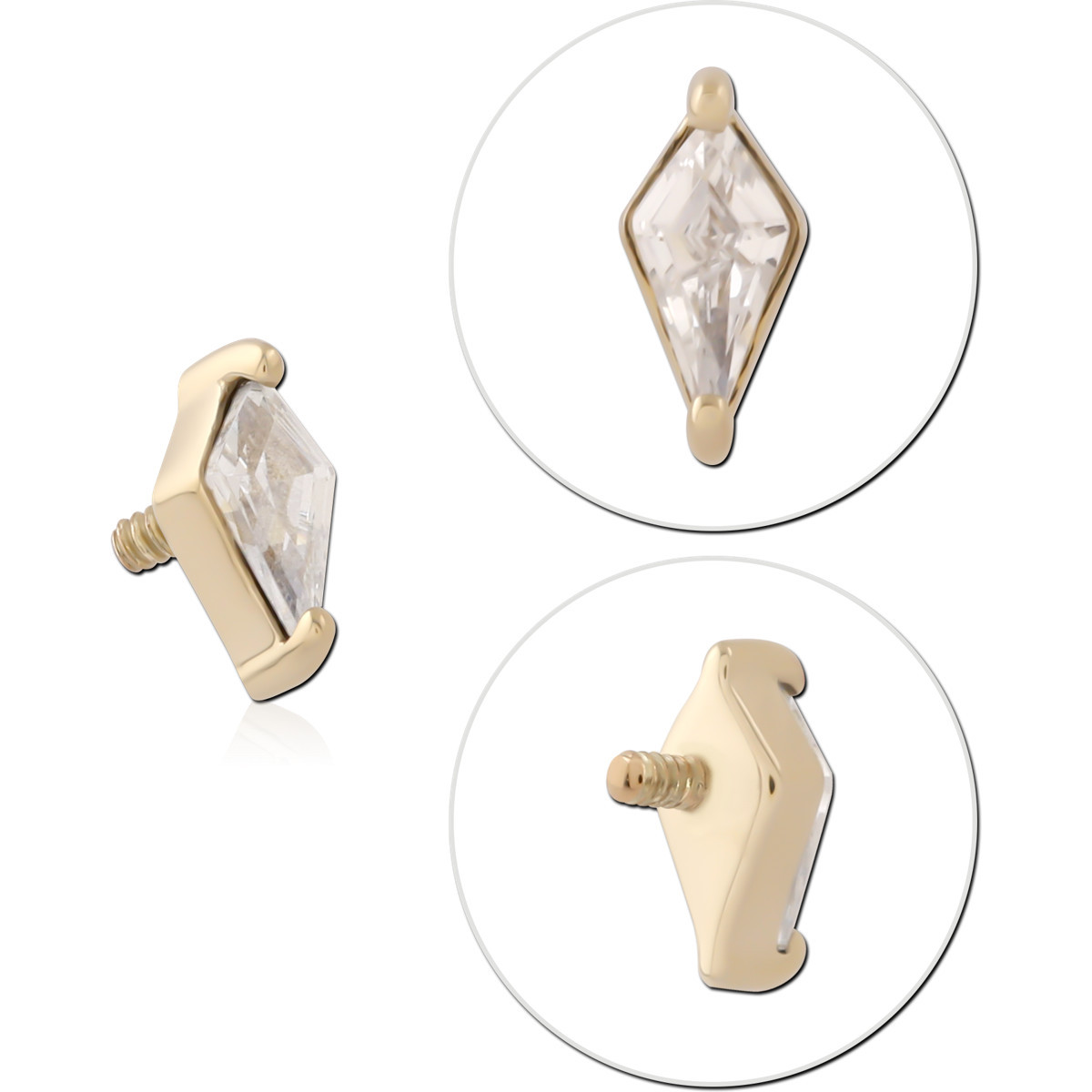 14K YELLOW GOLD INTERNAL THREADED ATTACHMENT FOR 1.2MM TOP SINGLE KITE CUT GEM