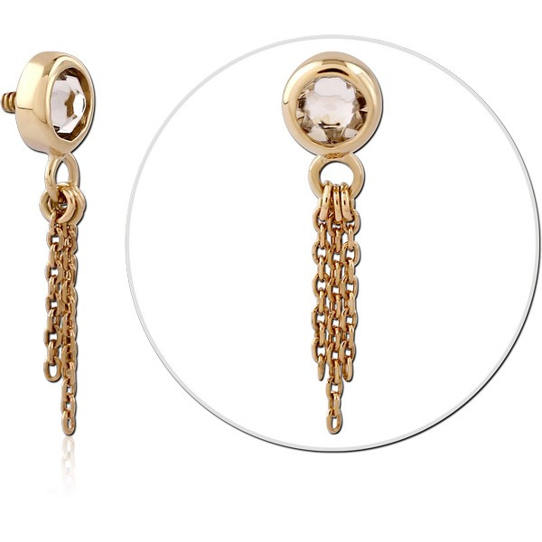14K GOLD JEWELED ATTACHMENT FOR 1.2MM INTERNALLY THREADED PINS