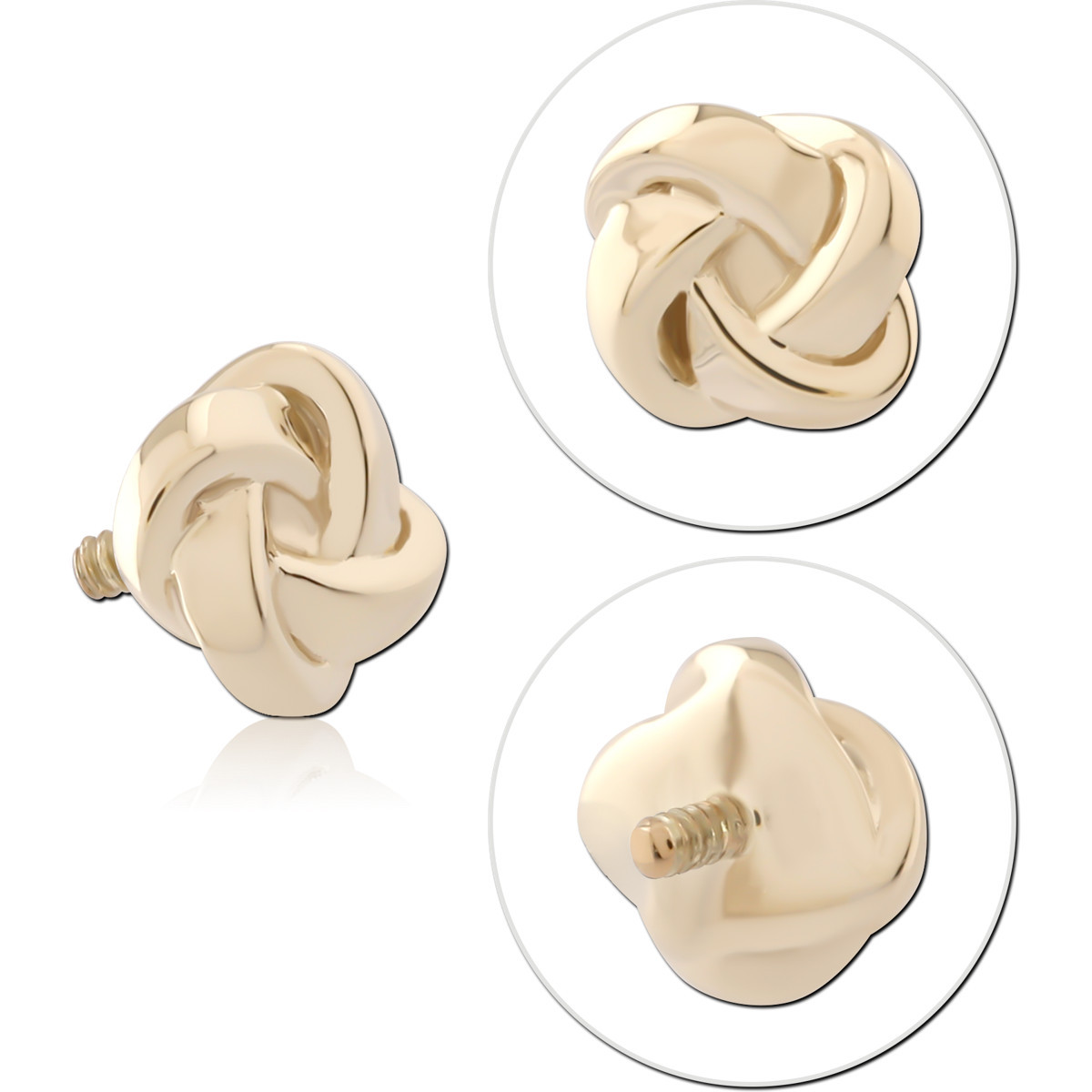 14K YELLOW GOLD INTERNAL THREADED ATTACHMENT LOVE KNOT DESIGN