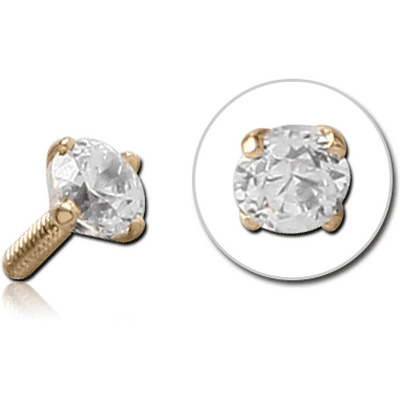 14K GOLD 2.5MM PRONG SET JEWELLED PUSH FIT ATTACHMENT FOR BIOFLEX INTERNAL LABRET