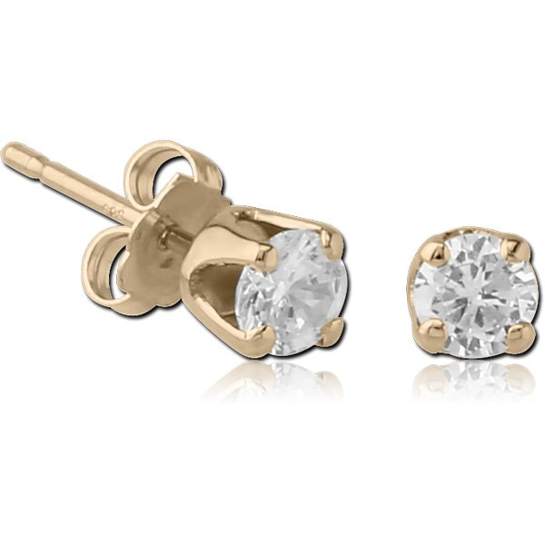 14K GOLD PRONG SET EAR STUDS