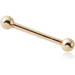 14K GOLD BARBELL WITH HOLLOW BALLS