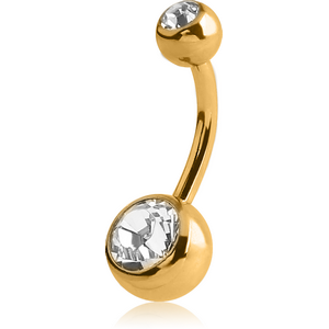 14K GOLD DOUBLE JEWELLED NAVEL BANANA