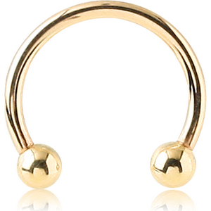 14K GOLD CIRCULAR BARBELL WITH HOLLOW BALLS