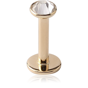 14K GOLD INTERNALLY THREADED JEWELLED DISC LABRET