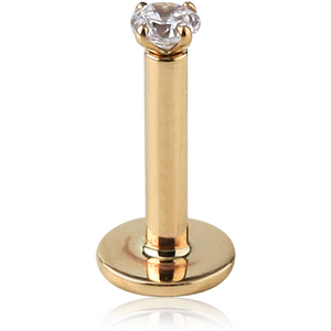 14K GOLD INTERNALLY THREADED PRONG SET JEWELLED LABRET