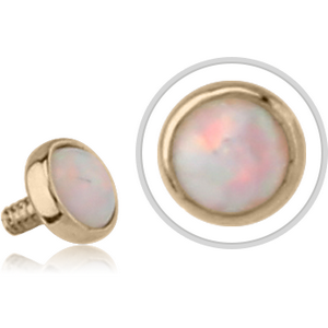 14K GOLD SYNTHETIC OPAL JEWELLED DISC FOR 1.2MM INTERNALLY THREADED PINS