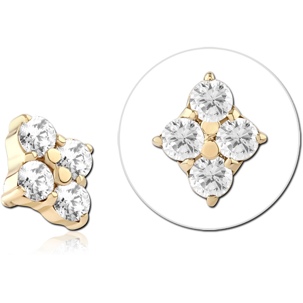 14K GOLD JEWELLED ATTACHMENT FOR 1.2MM INTERNALLY THREADED PINS