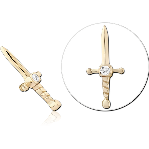 14K GOLD JEWELLED ATTACHMENT FOR 1.2MM INTERNALLY THREADED PINS