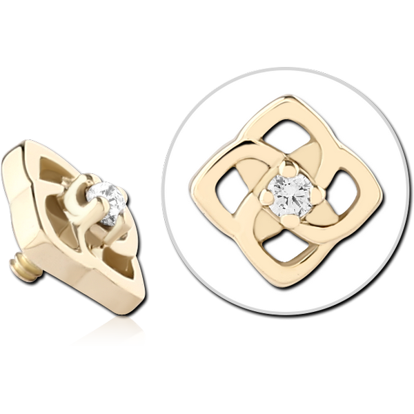 14K GOLD JEWELLED ATTACHMENT FOR 1.2MM INTERNALLY THREADED PINS