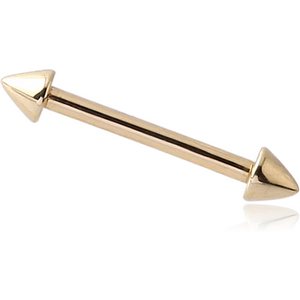 14K GOLD MICRO BARBELL WITH CONES