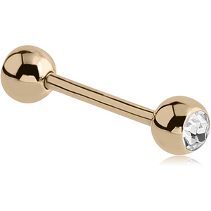 14K GOLD DOUBLE JEWELED MICRO BARBELL