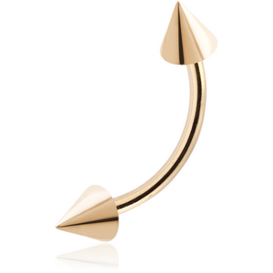 14K GOLD CURVED MICRO BARBELL WITH CONES