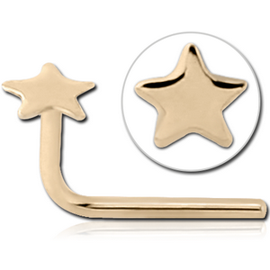 14K GOLD 90 DEGREE STAR NOSE STUD