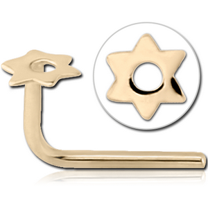 14K GOLD 90 DEGREE STAR OF DAVID NOSE STUD