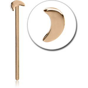 14K GOLD STRAIGHT MOON NOSE STUD