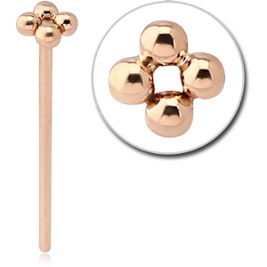 14K GOLD STRAIGHT STAR NOSE STUD - FLOWER