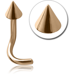 14K GOLD CURVE NOSE STUD WITH CONE
