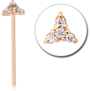 14K GOLD JEWELLED STRAIGHT NOSE STUD - CRESCENT