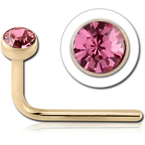 14K GOLD 90 DEGREE BEZEL SET CZ NOSE STUD