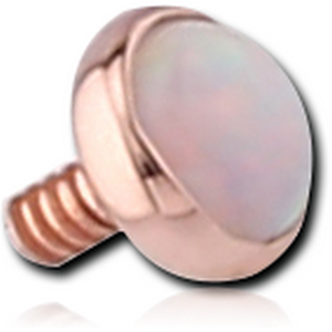 14K ROSE GOLD SYNTHETIC OPAL JEWELLED DISC FOR 1.2MM INTERNALLY THREADED PINS
