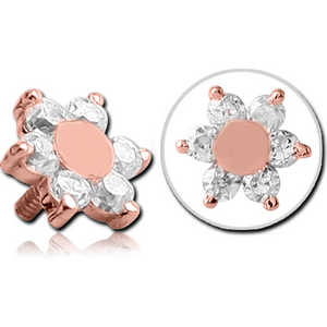 14K ROSE GOLD JEWELLED ATTACHMENT FOR 1.2MM INTERNALLY THREADED PINS