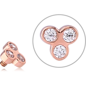 14K ROSE GOLD JEWELLED FOR 1.2MM INTERNALLY THREADED PINS