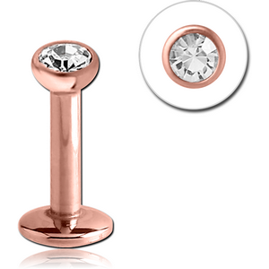 14K ROSE GOLD INTERNALLY THREADED BEZEL SET SWAROVSKI CRYSTAL JEWELLED MICRO LABRET