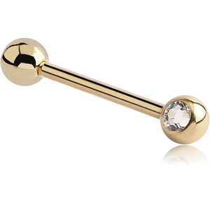 18K GOLD SIDE SWAROVSKI CRYSTALS JEWELLED BARBELL