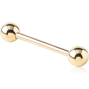 18K GOLD BARBELL WITH HOLLOW BALLS