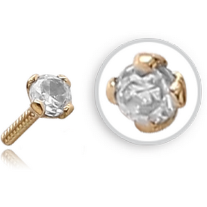 18K GOLD PRONG SET CZ PUSH FIT ATTACHMENT FOR BIOFLEX INTERNAL NOSE STUD