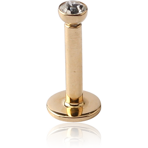 18K GOLD INTERNALLY THREADED BEZEL SET JEWELLED LABRET