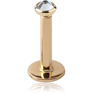 18K GOLD INTERNALLY THREADED SWAROVSKI CRYSTAL JEWELLED DISC LABRET