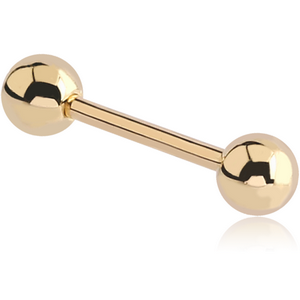 18K GOLD MICRO BARBELL WITH HOLLOW BALLS