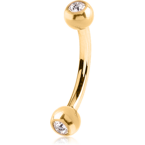 18K GOLD DOUBLE JEWELLED CURVED MICRO BARBELL