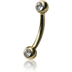 18K GOLD DOUBLE SIDE JEWELLED CURVED MICRO BARBELL