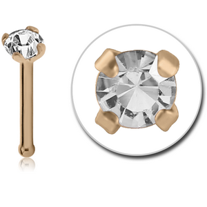 18K GOLD NOSE BONE STUD WITH 2MM PRONG SET DIAMOND