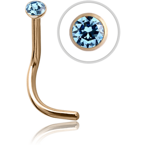 18K GOLD 1.8 MM BEZEL SET JEWELLED CURVED NOSE STUD