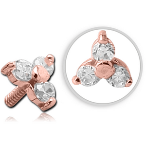18K ROSE GOLD CLUB JEWELLED ATTACHMENT FOR 1.2MM INTERNALLY THREADED PINS