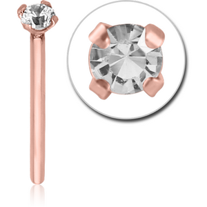 18K ROSE GOLD 2.5MM PRONG SET JEWELLED STRAIGHT LARGE NOSE STUD