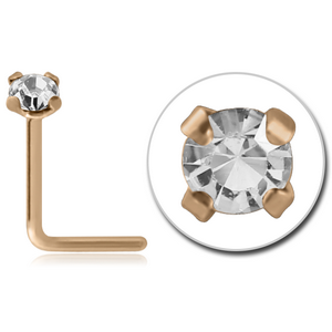 9K GOLD 90 DEGREE 1.5MM PRONG SET CZ NOSE STUD