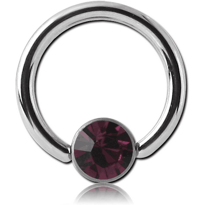 SURGICAL STEEL SWAROVSKI CRYSTAL JEWELLED DISC BALL CLOSURE RING