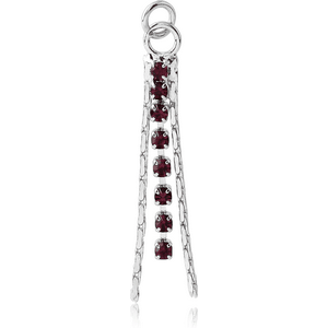 RHODIUM PLATED BRASS JEWELED DANGLING CHARM