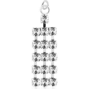 RHODIUM PLATED BRASS MULTI JEWELED DANGLING CHARM